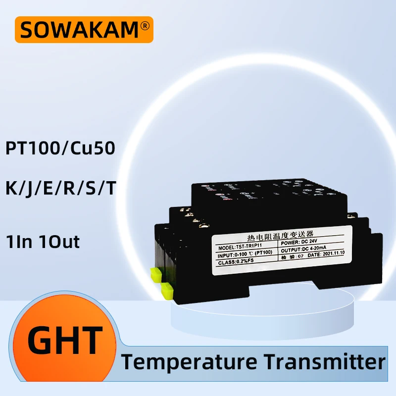 pt100 Input 4-20mA 0-10V 0-5V Thermal Resistance Temperature Transmitter Signal Isolator Converter