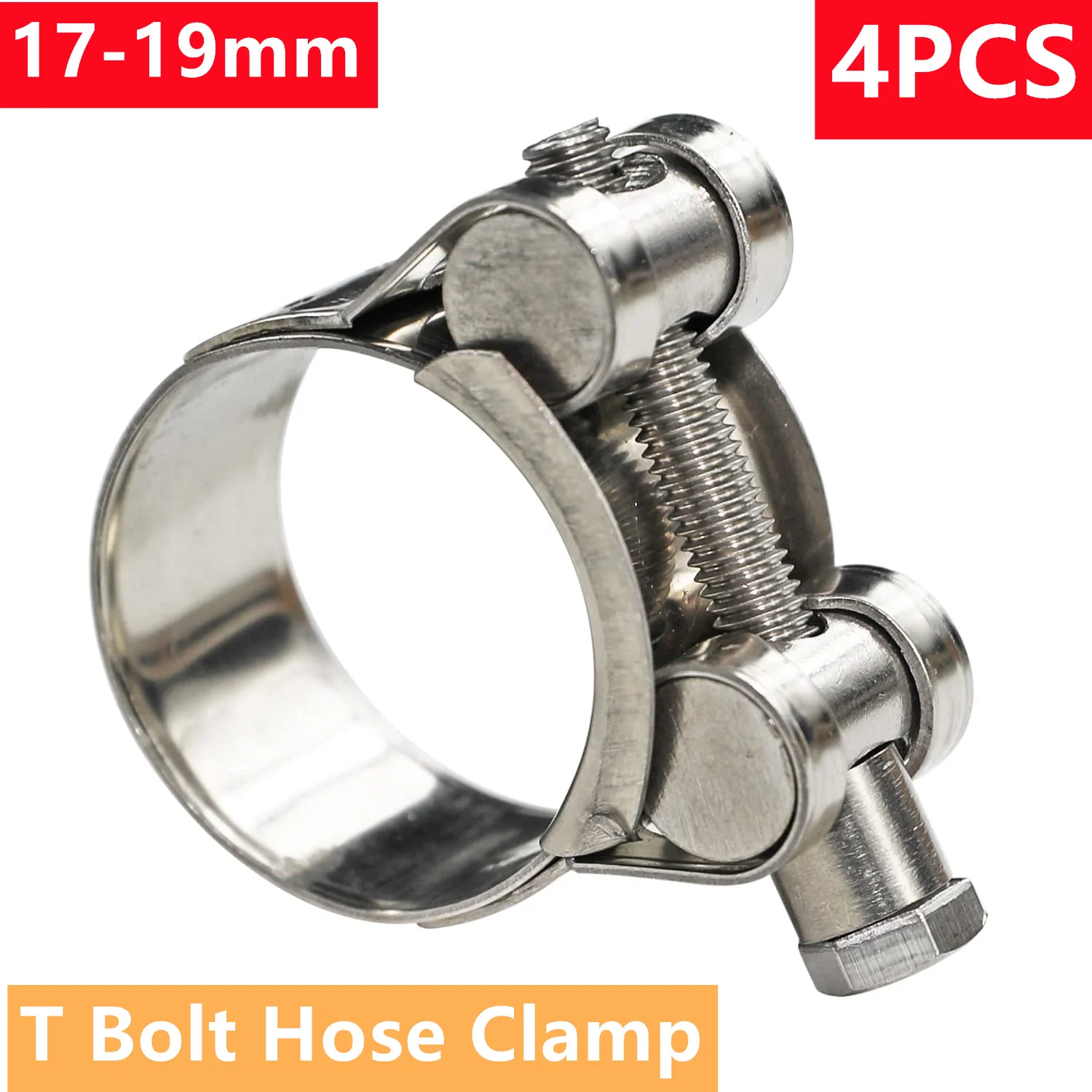 4pc T Bolt Hose Clamp Exhaust Pipe Clip 304 Stainless Steel 17-19mm Sealing Welding Marine Clip Repair Tool Hardware Accessories