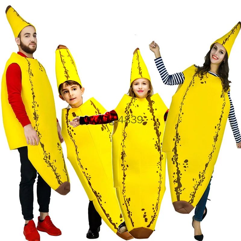 

Adult Children Halloween Funny Cosplay Banana Costume Parent Child Costume Fashion Stage Performance Outfit Mardi Gras Outfit