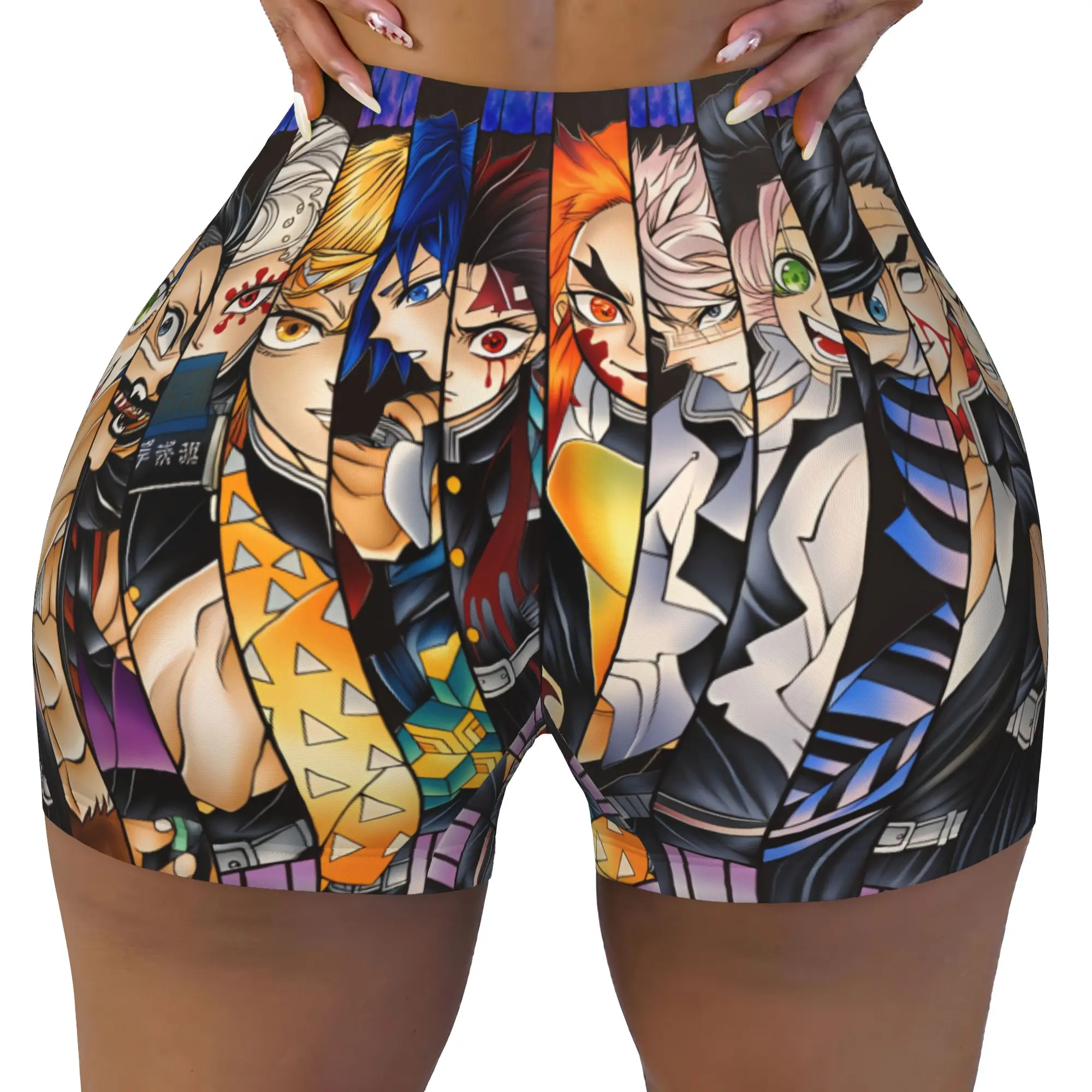 Women Tanjiro Kamado Demon Slayer Kanao Tsuyuri  Workout Yoga Shorts Mitsuri Kanroji Athletic Gym Volleyball Biker Shorts