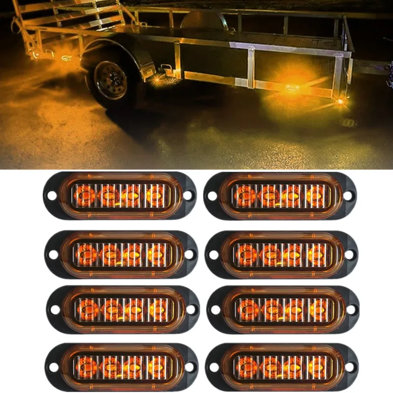 

8PCS 12V 24V Marker Lights LED Truck Trailer Side Light Amber White Red Waterproof Auto Caravan Clearance Lamp Position Light