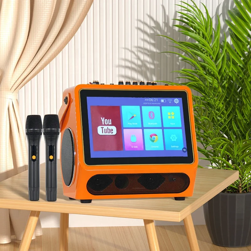 Portable Smart Karaoke Machine System With Dual 5.25'' Horn Wireless Speaker And 14'' Touch Screen For Parties Speakers