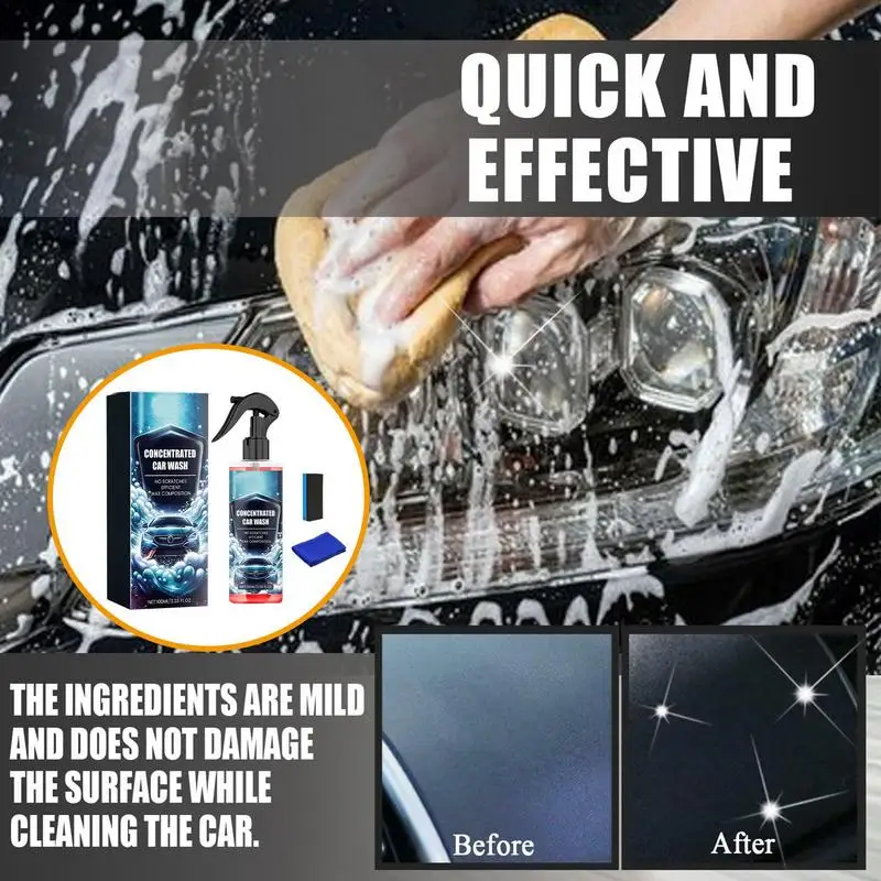 Car Cleaning Spray Car Cleaner Cleaning Fluid Car Cleaning Supplies Car Wash Polish Protectant With Sponge & Cloth Car Paint