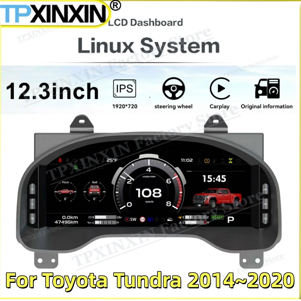 For Toyota Tundra 2014~2020 Linux Auto Gauge dashboard Digital Performance Display Dashboard LCD Speed Table Car Virtua IPS unit