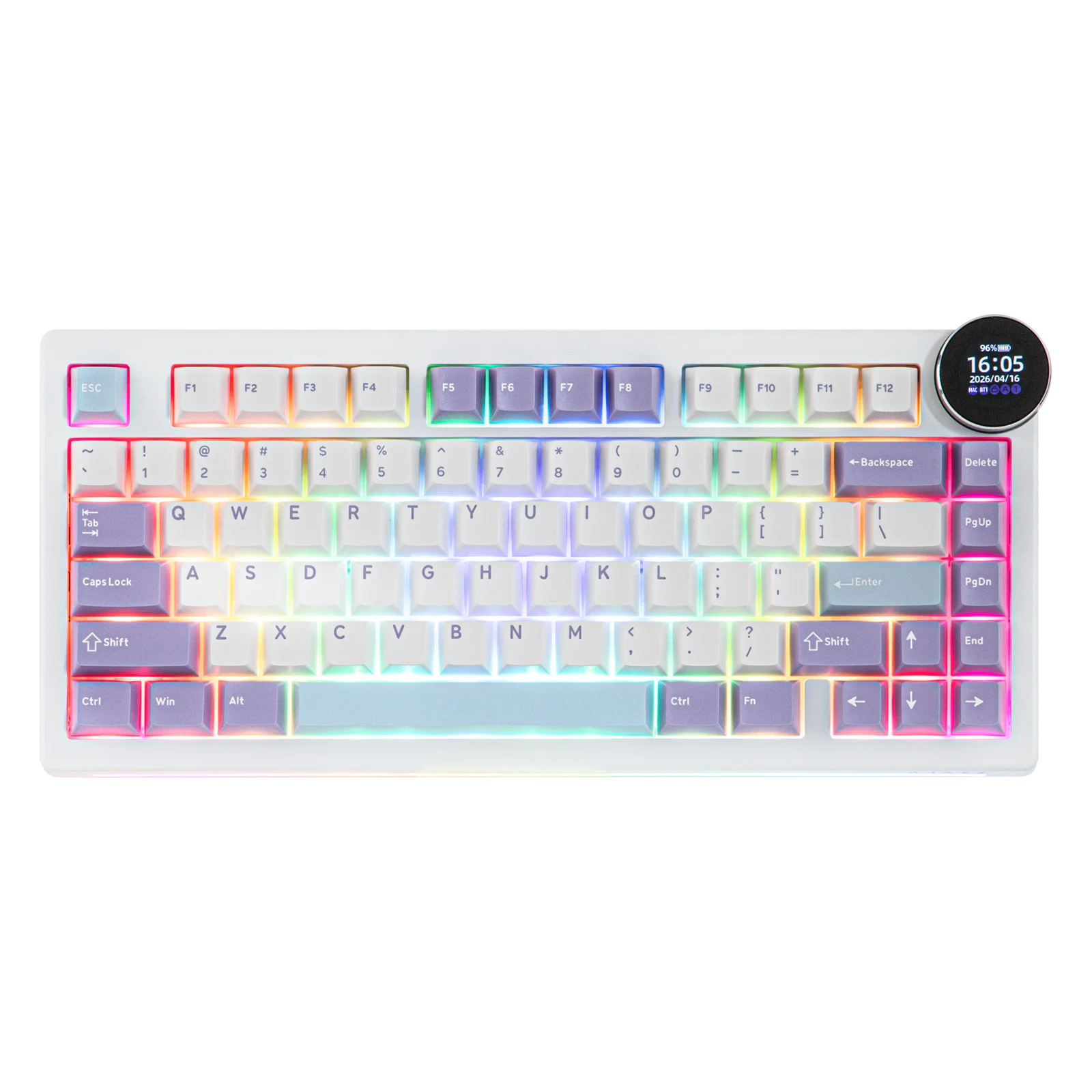 AJAZZ AK820V2 (met schermversie) 75% ANSI US-layout mechanisch toetsenbord met drie modi, 0,9” TFT-scherm en RGB-achtergrondverlichting