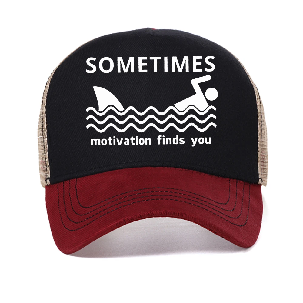 Sometimes Motivation Finds You Surfing baseball cap Men Summer fashion mesh Breathable visor Trucker hats