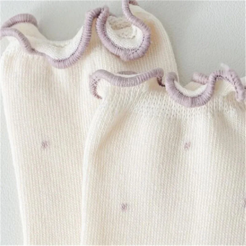 Children\'s Girls Socks Cotton Solid Kids Girl Frilly Socks Soft Fashion Princess Baby Socks For Girls Spring Autumn0-12Years