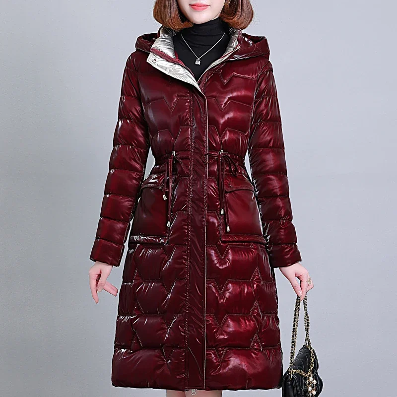 Woman Long Coat Winter Jackets 2023 New Warm Cotton Padded Parkas Hooded Korean Style Thicken Winter Outwear