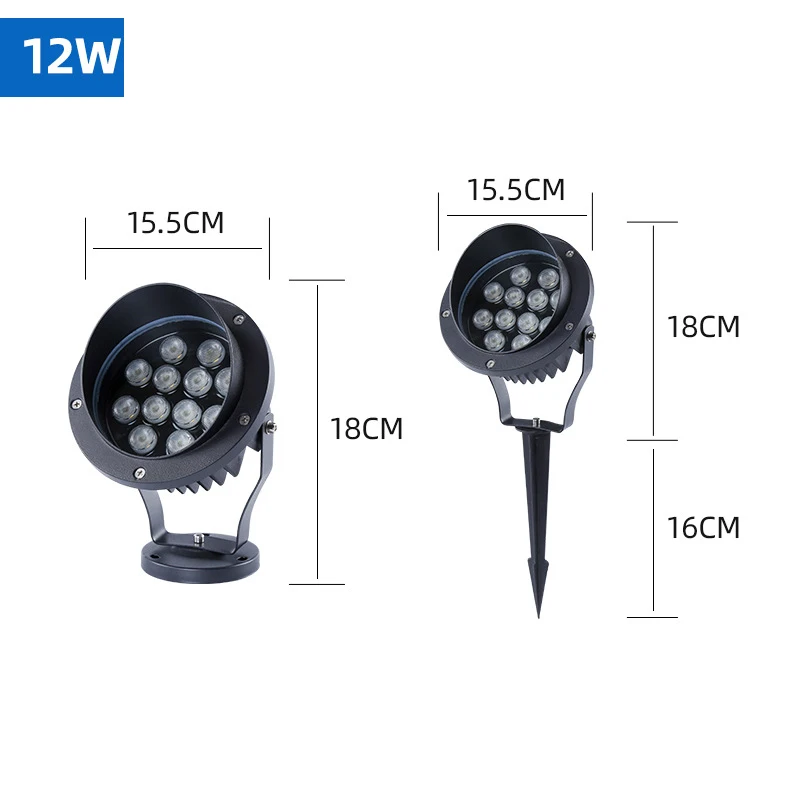 야외 정원 조경 스포트라이트, IP65 LED 잔디 조명, 방수 정원 조명, AC110V220V12V, 12W18W24W, 인기 판매