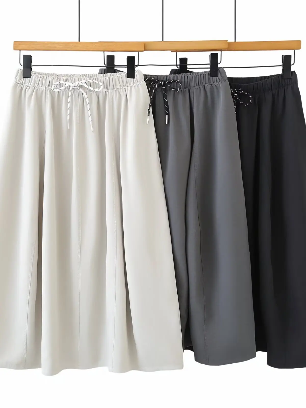 plus Size Women's Summer Korean Style Elastic Waist A-Line Midi Skirt Loose Slimming Belly Covering Casual Polyester Fiber
