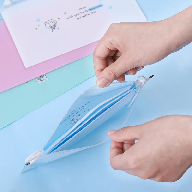 4pcs Rabbit Bear A5 Folder Bag Waterproof Student Desktop Organizer Pouch Kawaii Stationery  Storage Bag File Pocket