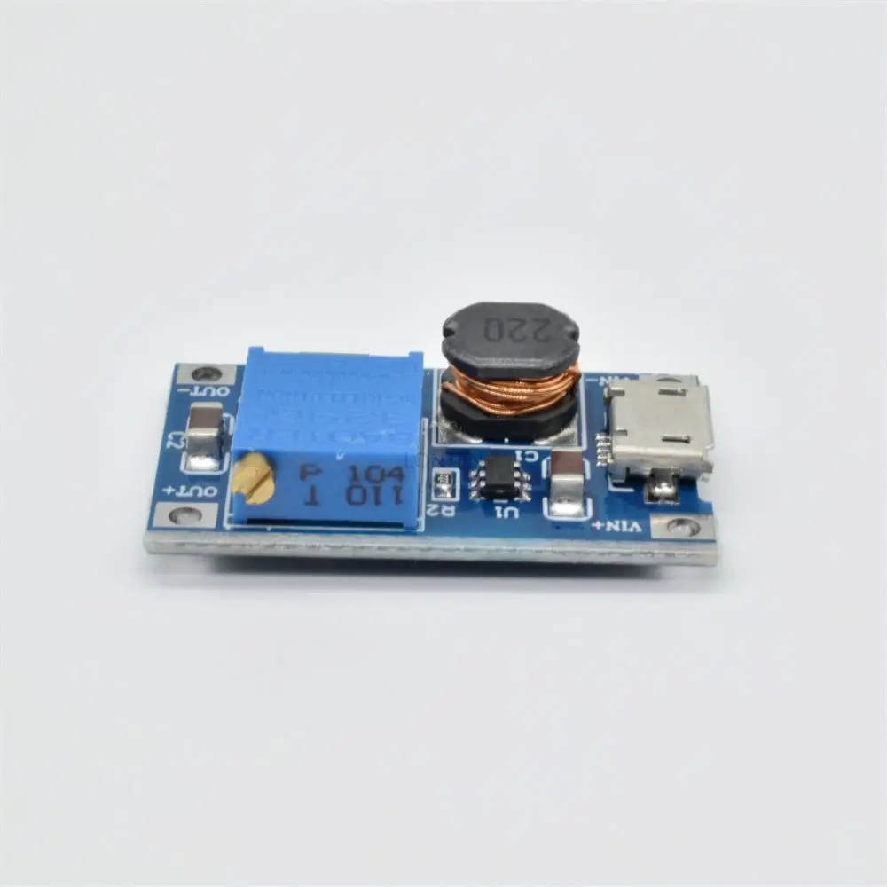 Módulo de Boost Ajustável com Micro USB, Placa Step-Up, DC-DC, 2A, 2V-24V a 5V, 9V, 12V, 28V, LT00159, MT3608