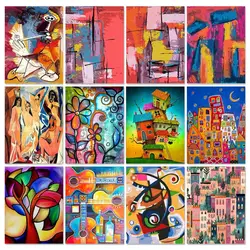 GATYZTORY Abstract Painting By Number With Frame Handmade Scenery Diy Paint On Numbers Diy Crafts Wall Paintings Picture Home Ar