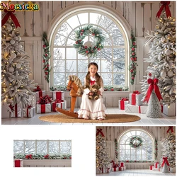 Mocsicka Winter Snowflake Backdrop Kids Baby Photography Props Child Adult Photocall Xmas Tree Window Garland Decor Background