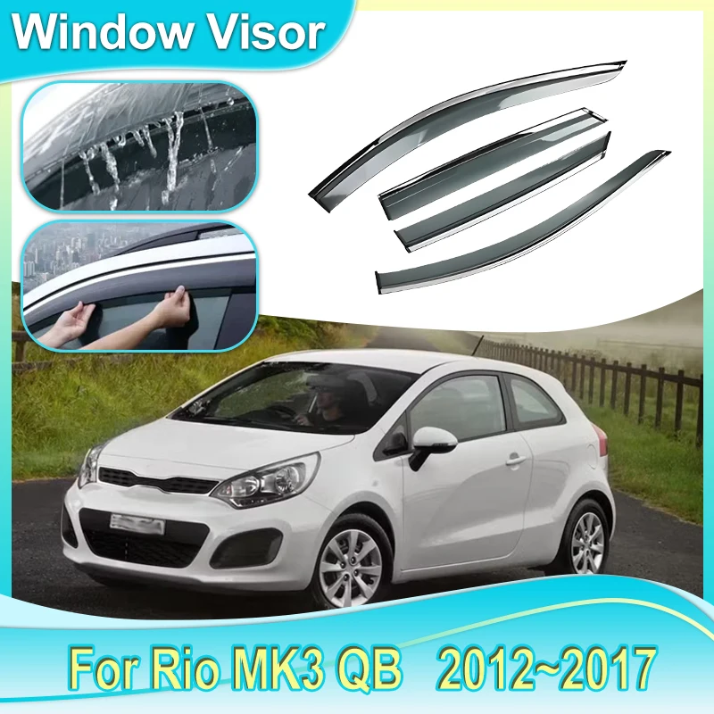 

For Kia Rio MK3 K2 QB 2012~2017 2015 Hatchback Rain Eyebrow Awning Deflector Cover Car Window Visor Sun Rain Shield Accessories