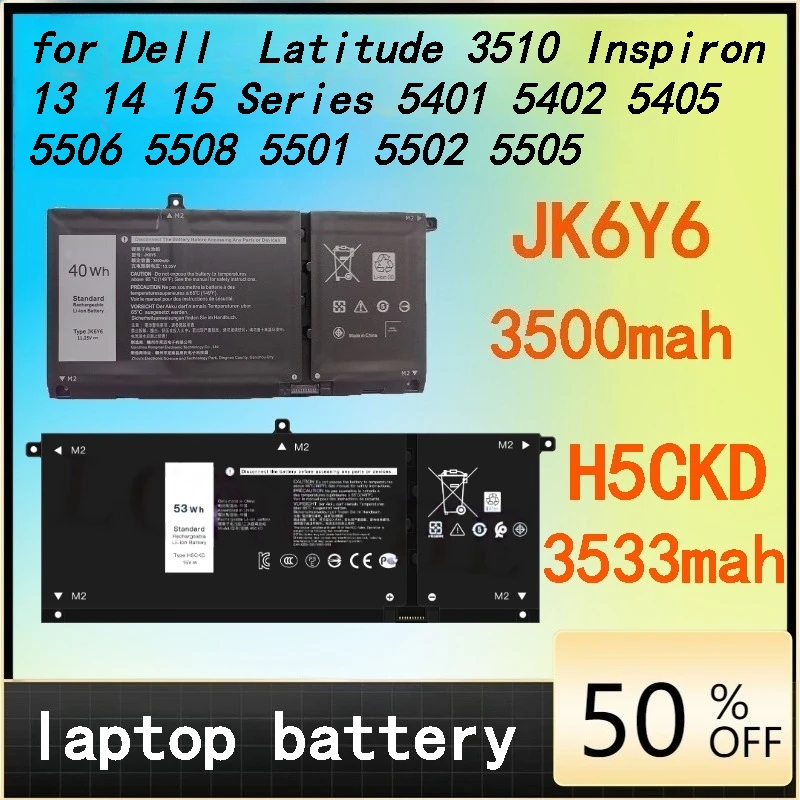 

New H5CKD 3533mah JK6Y6 3500mah Battery for Dell Latitude 3510 Inspiron 13 14 15 Series 5401 5402 5405 5506 5508 5501 5502 5505