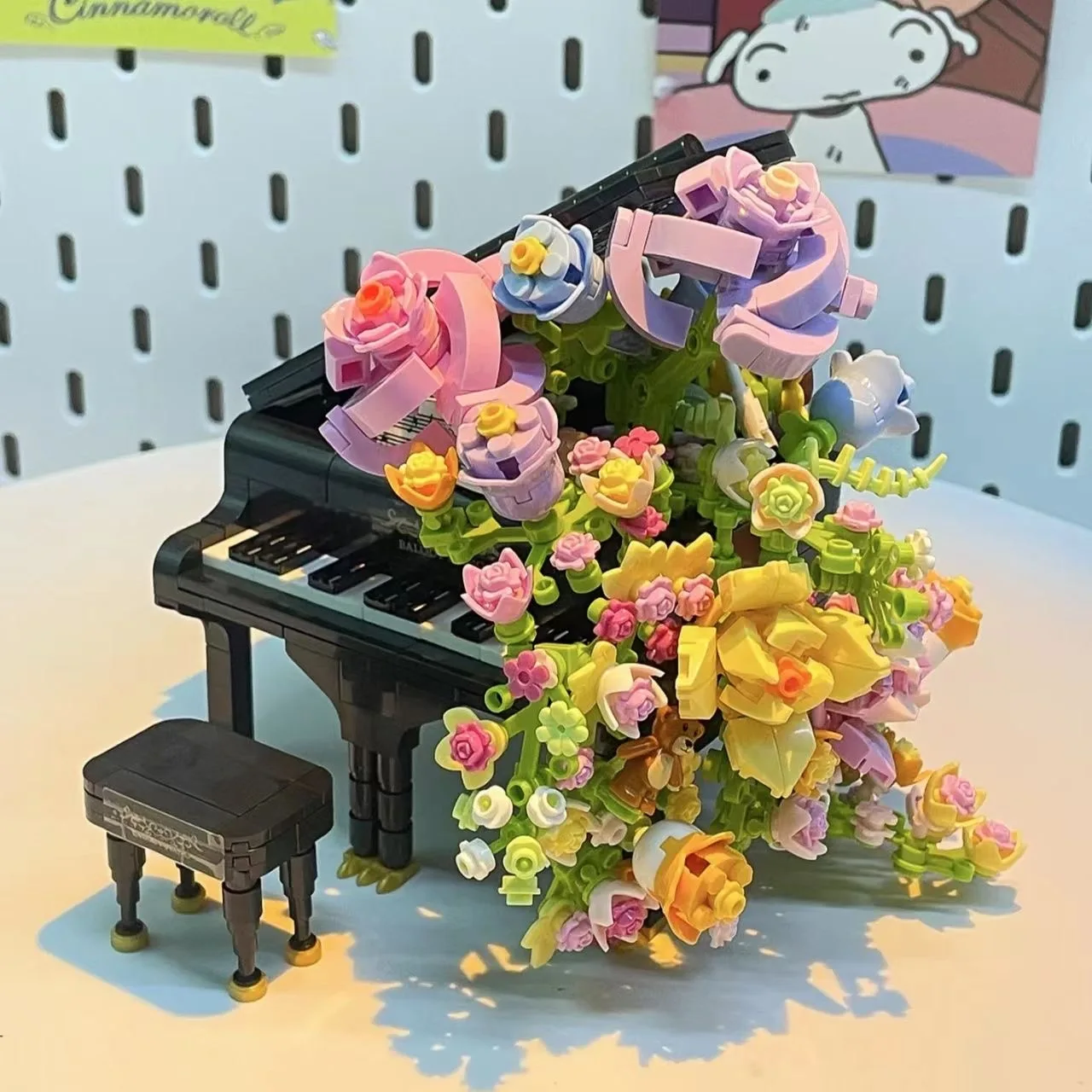 Mini ladrillos Piano flores eternas Bouque bloque de construcción planta instrumento Musical DIY juguete para niña regalo de Navidad