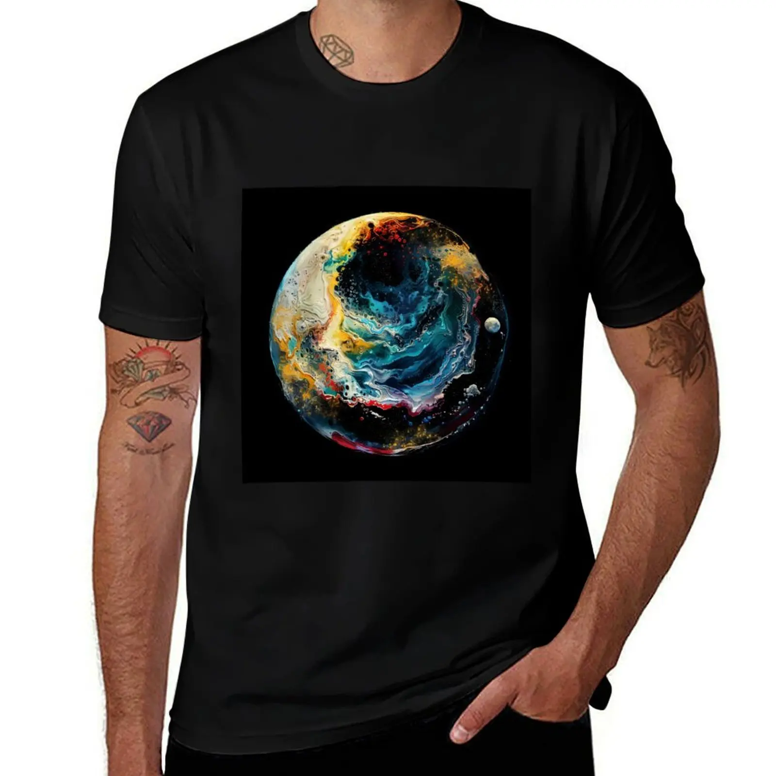 Moon Phases Celestial Whirl T-Shirt Fashion Casual Short Sleeve T-Shirt