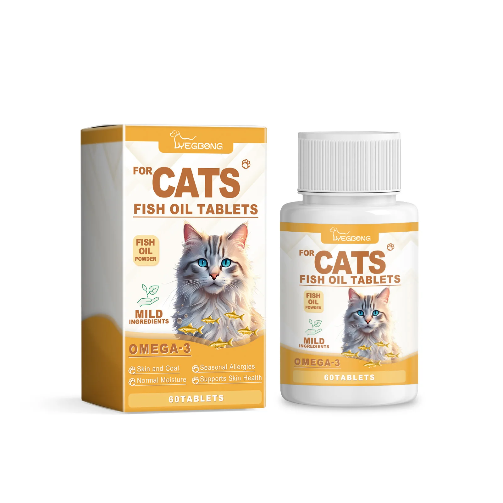 

Yegbong Multi Dimensional For Cat Care, Vitamin Moisturizing Skin, Fish Oil Nourishing Tablets