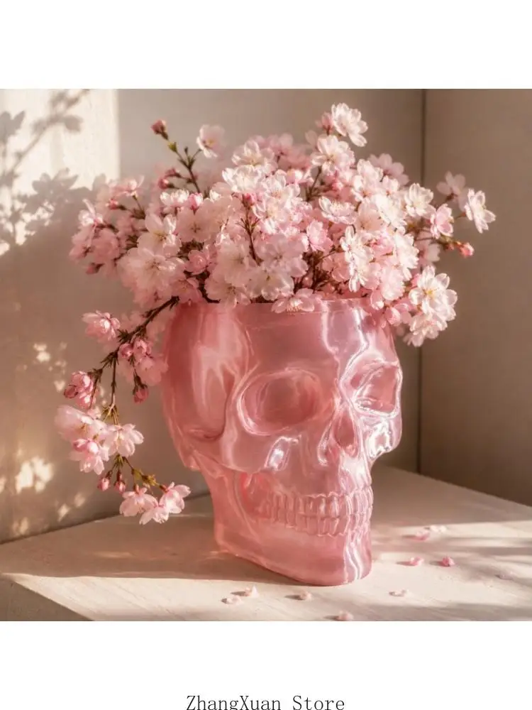 Skull Flower Container for Desktop and Window Area Display Home 3XUF