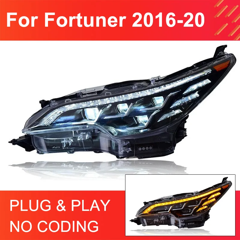 

1 Pair LED Headlight Assembly for Toyota Fortuner 2016-2020 Headlights Plug and Play with LED DRL Dynamic Turning Head Lights