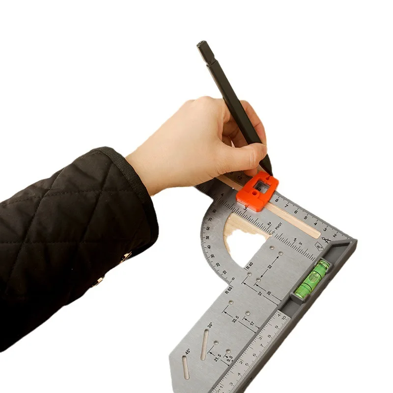 Multifunctional Triangle Drawing Ruler, Angle Measuring with Ruler, Woodworking and Decoration Tool, DIY, 7 in, 12 in