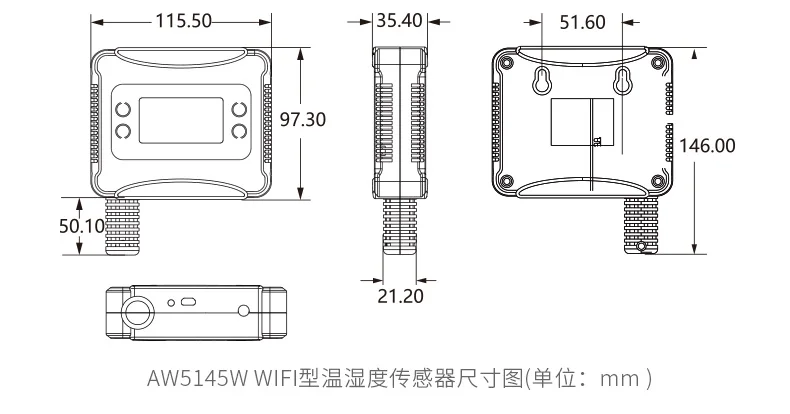 ASAIR AW5145W Remote WIFI RS485 Temperatur- und Feuchtigkeitssensor-Sender mit Display-Sensor-Sender