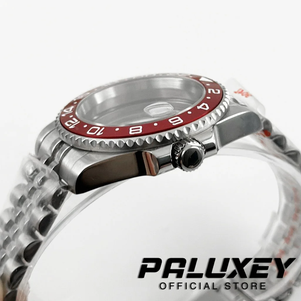 NH35 40mm Diver Waterproof Red GMT Bezel For NH34 NH35 NH36 NH38 ETA2824 Movement Sapphire Glass Watch Case Glide Lock Clasp