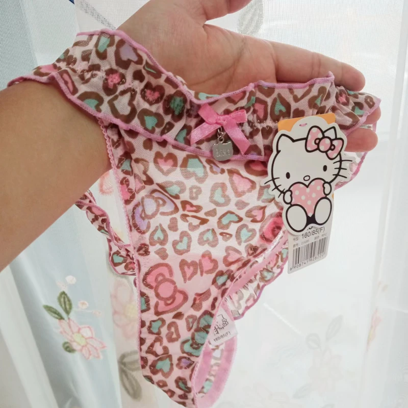 Sanrio Hello Kitty Ladies Panties Y2kl Spice Girls Sweet Cute Peplum Ladies Thong Summer Mesh High Spring Women T Pants