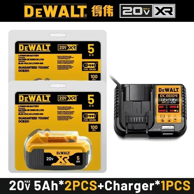 Dewalt 20V 6.0Ah Battery 5.0Ah Power Tool Replacement Battery Dewalt DCB206 DCB205 DCB1104 Charger Battery Bundle Available image 3