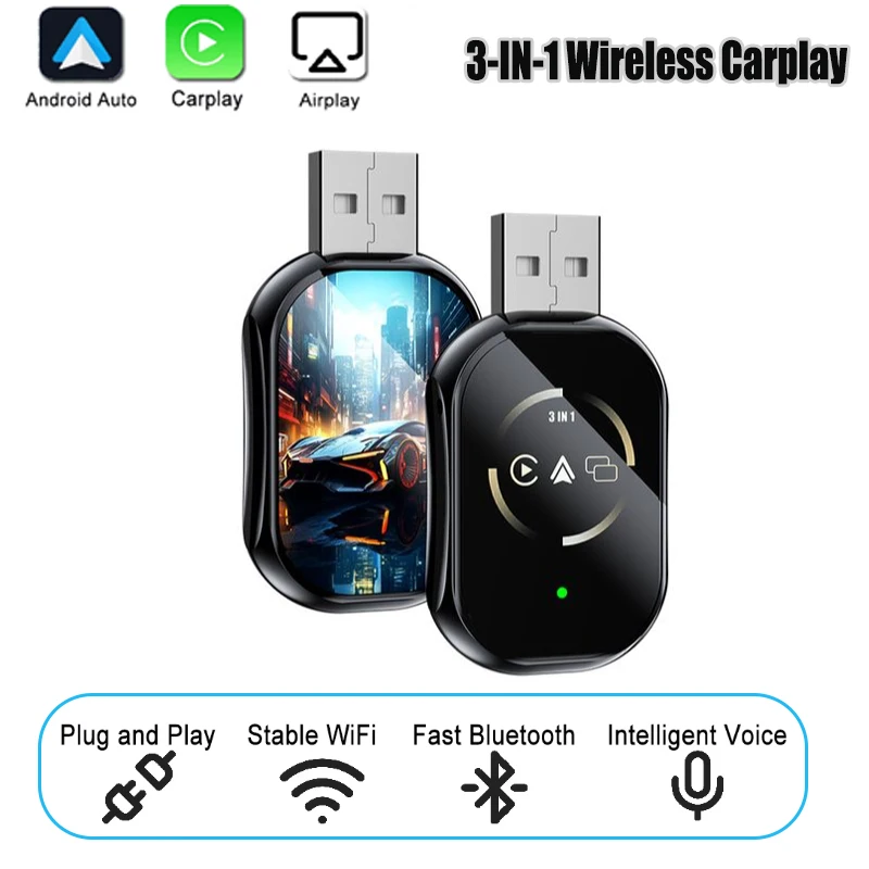 3-In-1 Android Auto Mirror Link Wireless Carplay Smart Mini Usb Dongle For OEM Car Plug and Play WiFi Bluetooth Auto Connect
