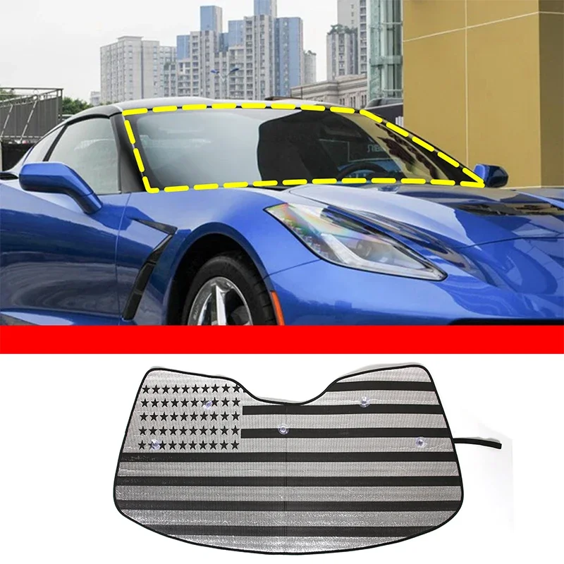 

For Chevrolet Corvette C7 2014-2019 Aluminum Foil Car forward Windshield Sunshade Car Solar Protection pad Car Accessories