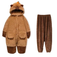 Adult Capybara Robes Onesies Pajamas Cartoon Pyjama Animal Kigurumi Slipper Halloween Cosplay Costumes Warm Sleepwear Jumpsuit - Image 3