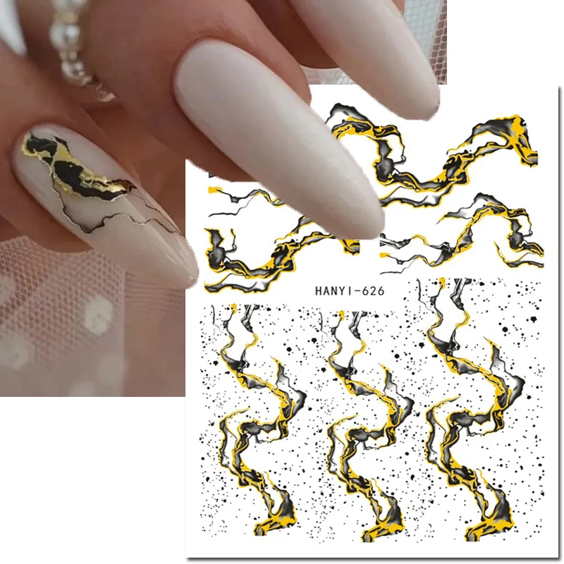 3D Nail Art Aufkleber Wellen Murmeln geometrische Linien blühen raucht selbst klebende Schieber Nagel Aufkleber Dekoration für Maniküre