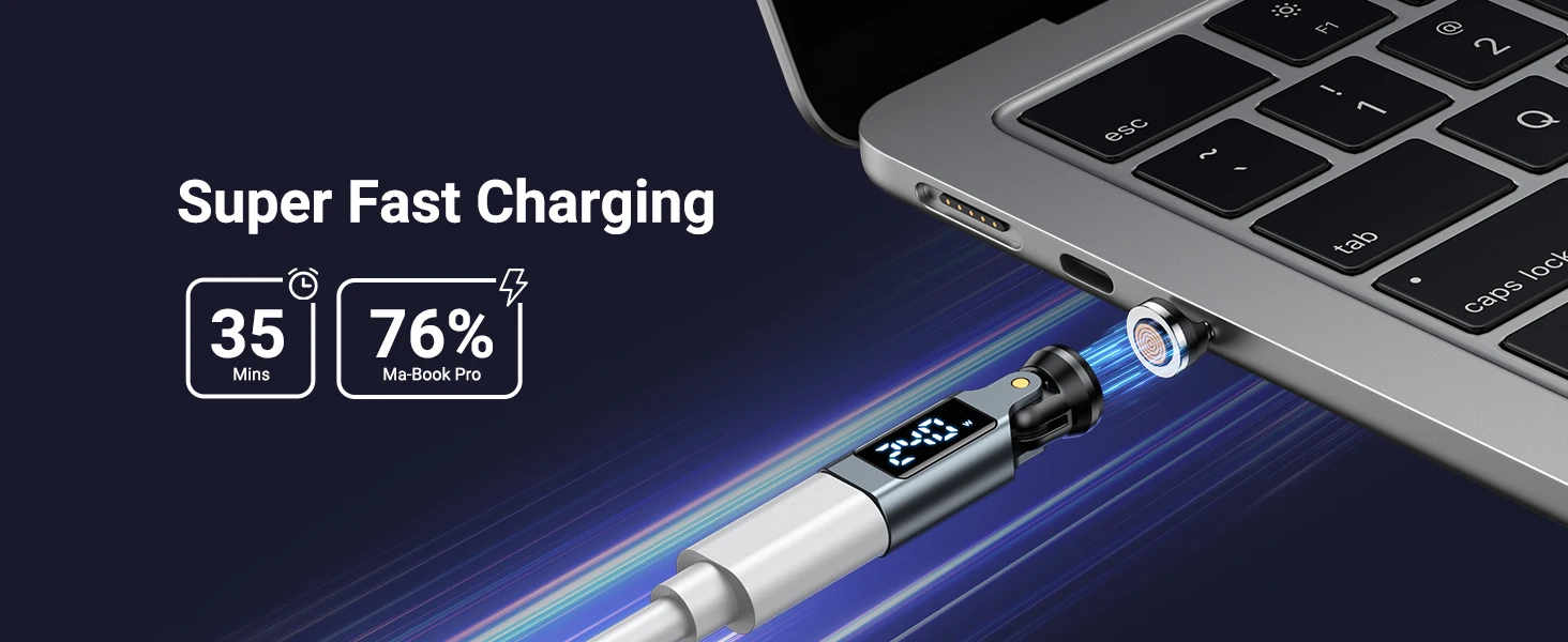 AUFU 9Pin Magnetic Type C Adapter Digital Display PD240W USB C to Type C Micro Male Converter for iPhone 17 Laptop OTG Adapter