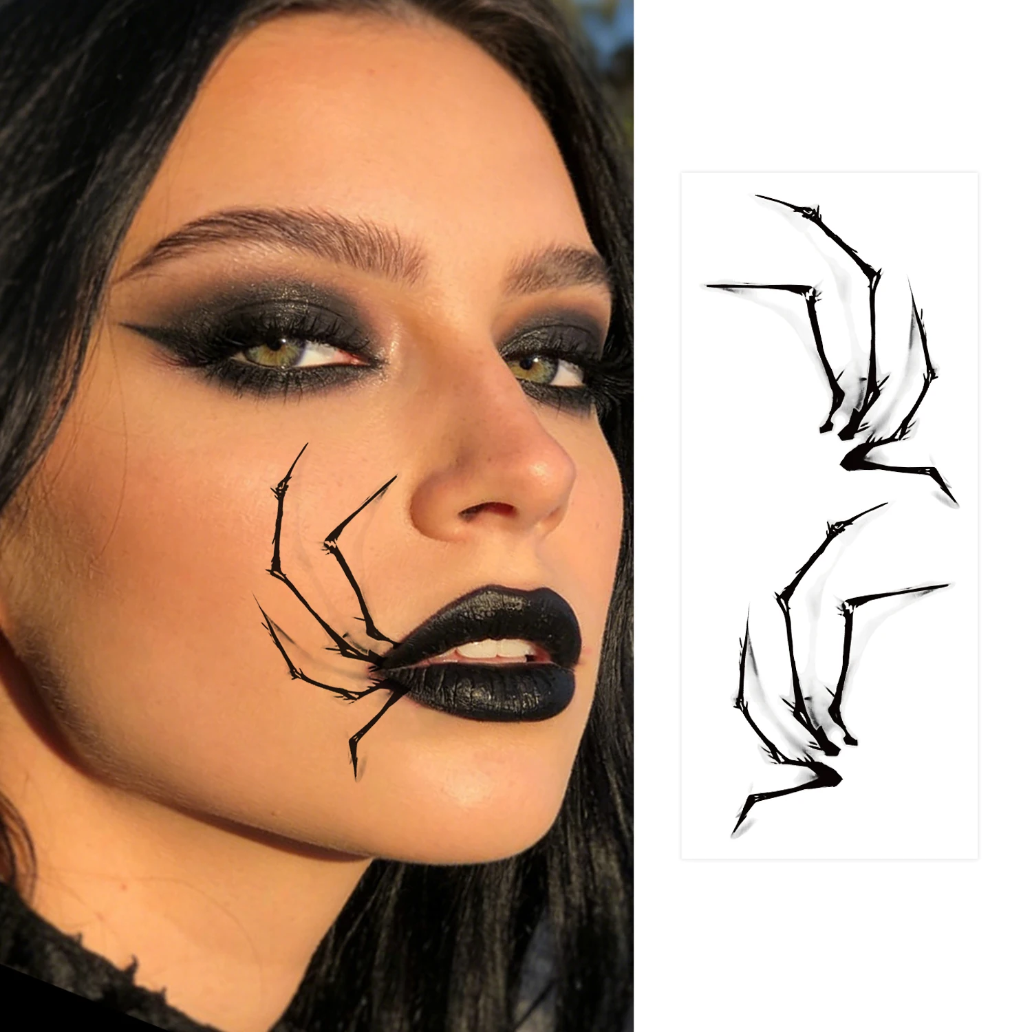 

Black Spider Leg Temporary Tattoo Sticker for Halloween party，Spoof party makeup kit