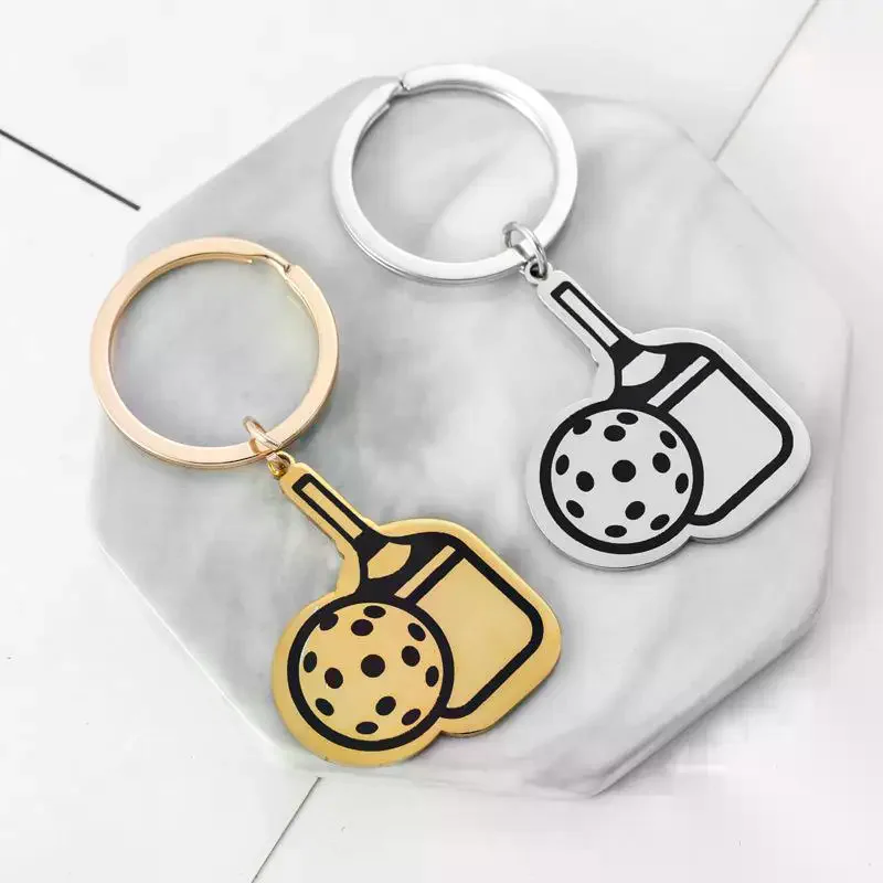 Pickleball Racket Keychain Pendant Team Sports Player Fans Stainless Steel Jewelry Women Men Gifts