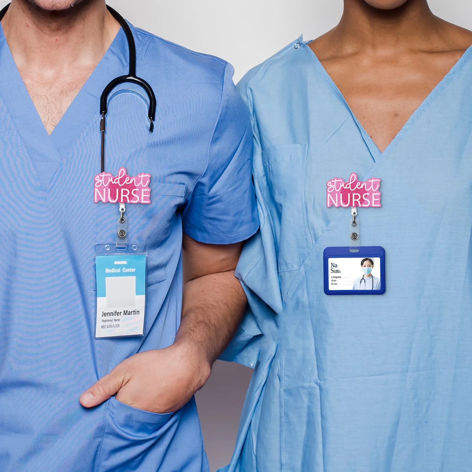 

2Pcs Badge Holder Retractable Name Tag Card for Nursing Students Reusable Badge Reels Professional Medical Work Accessory