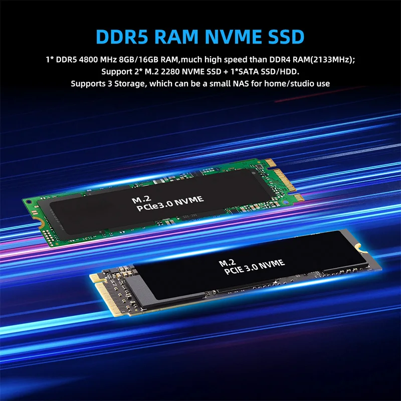 كمبيوتر TexHoo Mini، Intel N100 Win 11/Linux PC، 16 جيجابايت DDR5، 256 جيجابايت M.2 SSD، 5LAN + 1COM خادم/أمن الشبكة/جدران الحماية/الكمبيوتر الصناعي