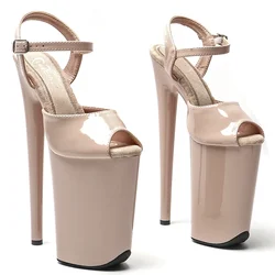 Leecabe 23CM / 9inches Patent PU Upper small open toe fashion Platform High Heels Sandals stripper heel Pole Dance shoes