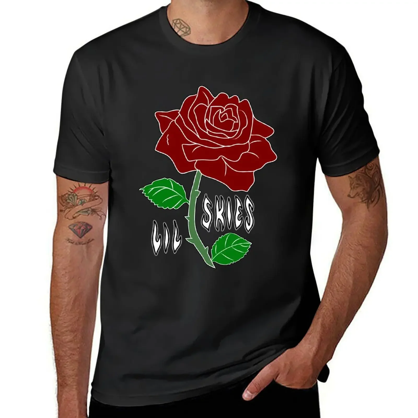 lil skies dark rose coloured black T-Shirt anime tshirt Short sleeve tee oversized t shirt cute clothes mens vintage t shirts