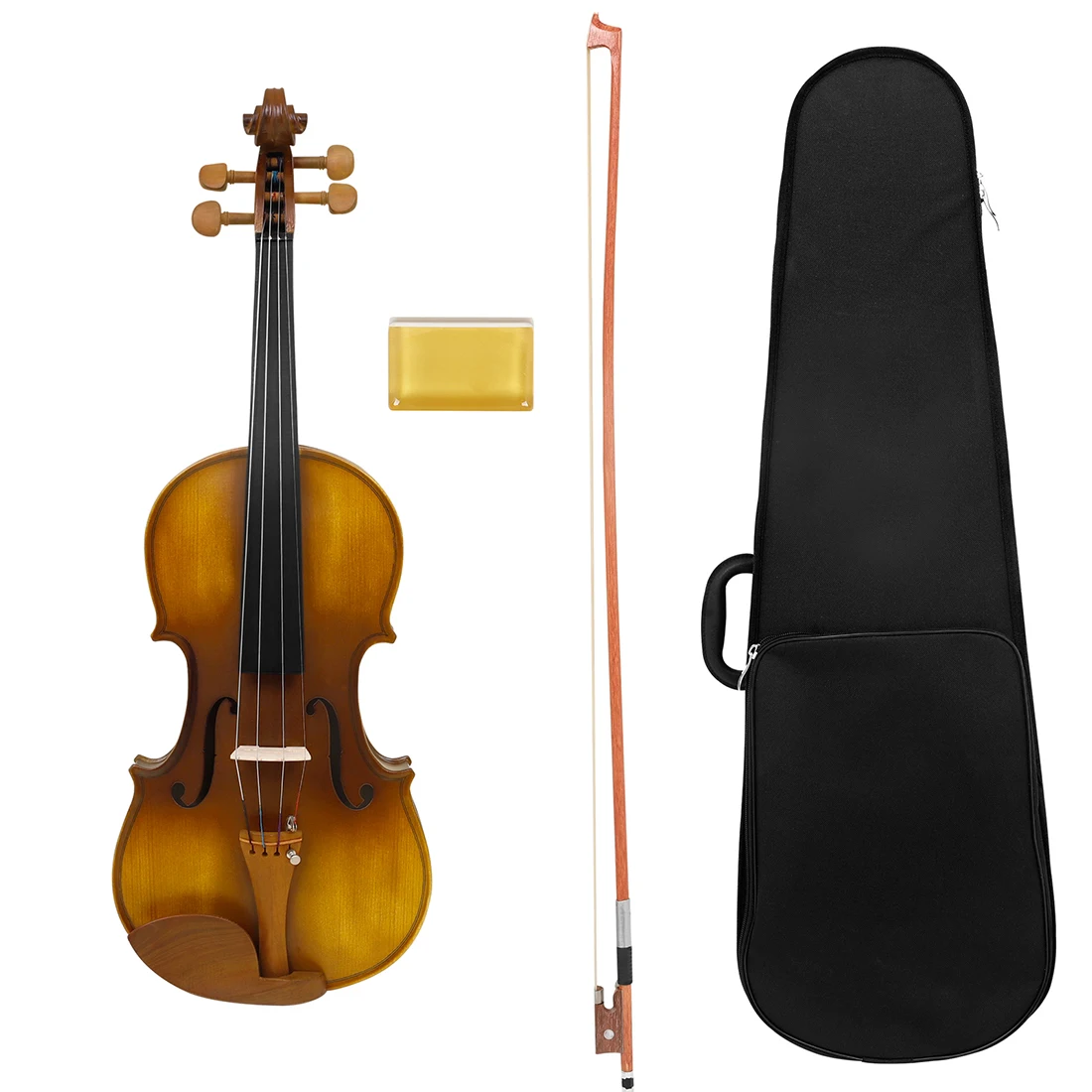 4/4 Full Size Spruce Wood Acoustic Violin Set for Beginner Professional Ebony Fingerboard Tiger Pattern Craft Vintage Fiddle