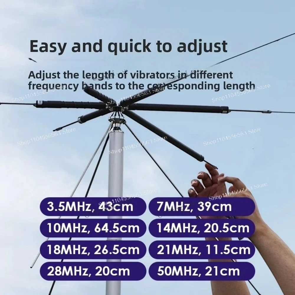HFC-6S HF Dipole Antenna 3.5-50MHz Multi-Band Basic Shortwave for Amateur Radio Base Station