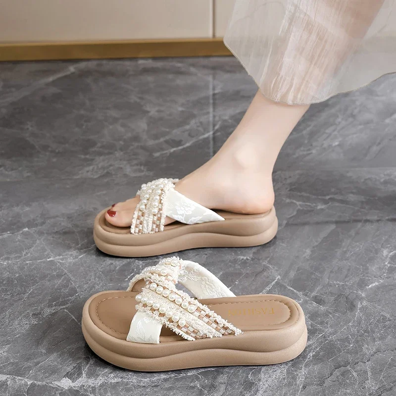 Office Ladies Summer Slippers Anti Slip Cushion Insole Relieve Standing Fatigue After Work Outdoor Walking and Daily Leisure