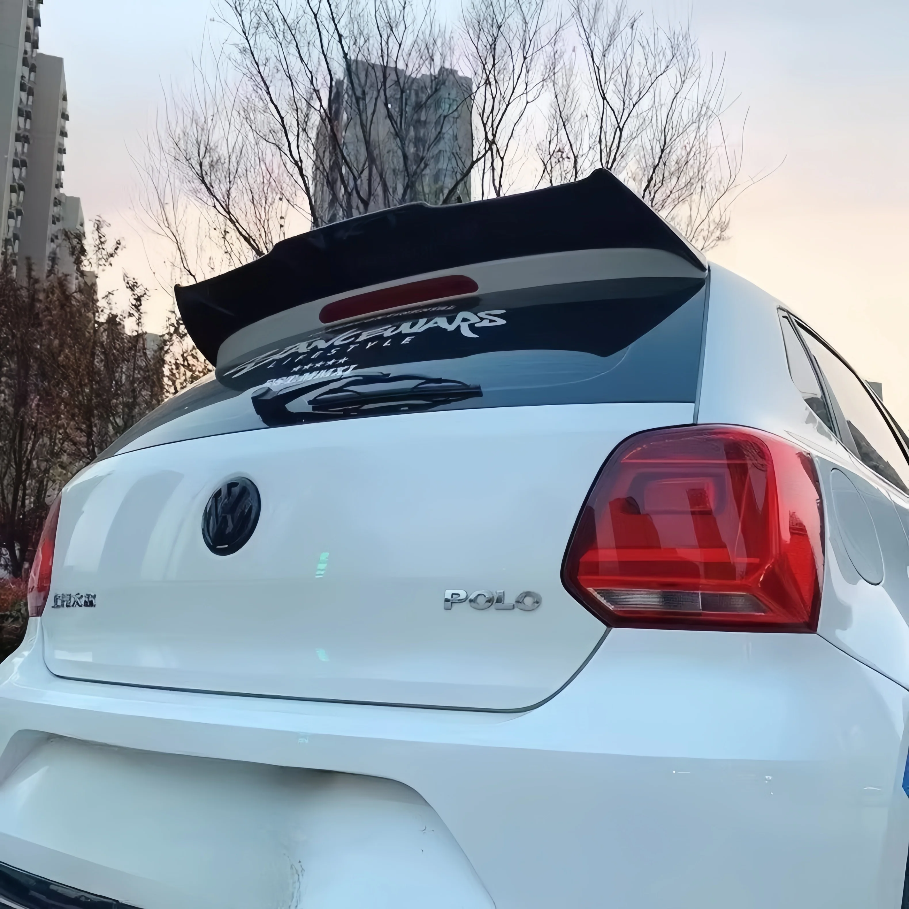 

For VW Polo 6 TSI TDI MPI TGI GTI R GTS 2018+ Car Batman Style Rear Trunk Boot Roof Spoiler Wing Rear Spoiler Cap Bodykit
