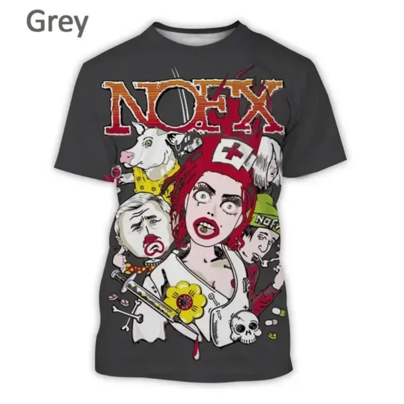 Fashion Men Clothing New Rock Band Nofx 3d Print T-shirt Personalized Hip Hop Harajuku Street Unisex Oversized T Shirt Tops