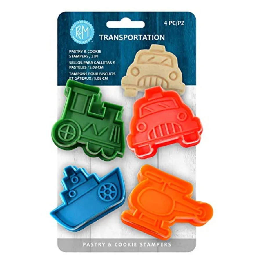 

Transportation Theme Ce Cutter Stamper 4 Piece Set Assorted Colors Train Boat Helicopter Car Ce Stamper