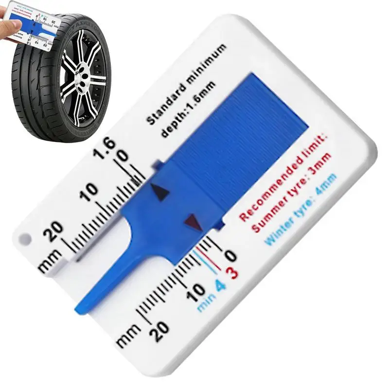 0-20mm Caliper Plastic Tread Ruler Car Tire Tread Depth Gauge Tyre Depthometer Depth Indicator Gauge Wheel Measure Tool