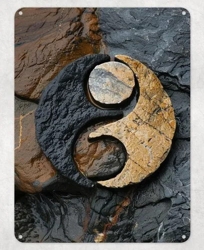 Ying Yang Stones Water Metal Poster Wall Sign Man Cave Shed Bedroom Home Kitchen --Tin Sign