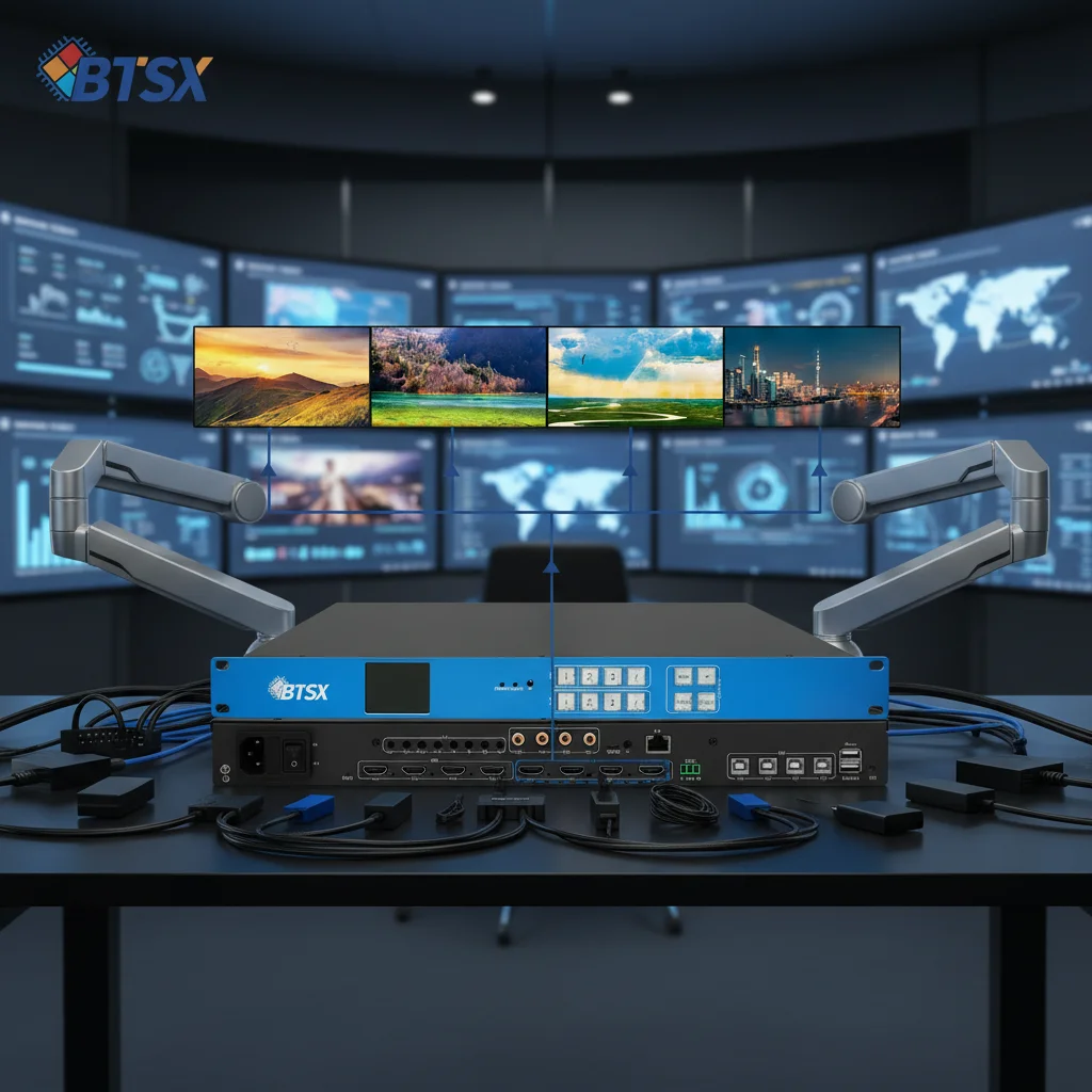 Professional 4K60 Video Wall Matrix Controller with Multi Screen Splicing and Roaming Windows